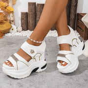 Ultra-High Heel Casual Wedge Sandals with Velcro Straps