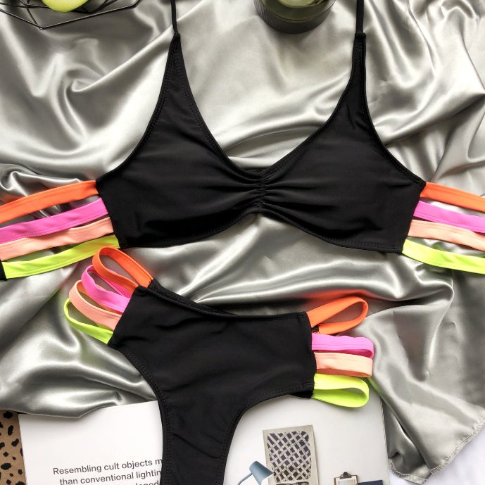 Sexy Multi-Color Patchwork Bikini Swimsuit for Women
