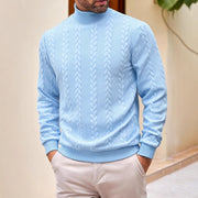 Stay Warm in Style - Men's Jacquard Turtleneck Sweater
