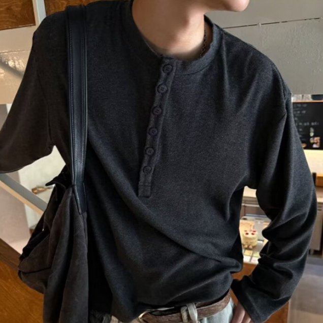 Vintage Long Sleeve Men's Casual Top