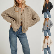Women's Cable-Knit Long-Sleeve Cardigan Jacket
