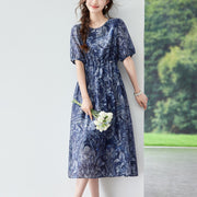 Floral Waist-cinching Dress for Women