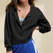 Cozy Women's Long-Sleeve V-Neck Sweatshirt