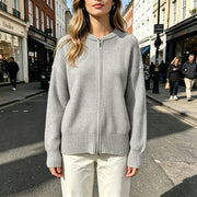 Cozy Solid Zip-up Cardigan Jacket for Women