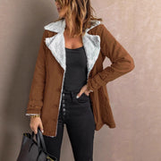 Warm Long-Sleeve Coat with Fleece Lining for Women