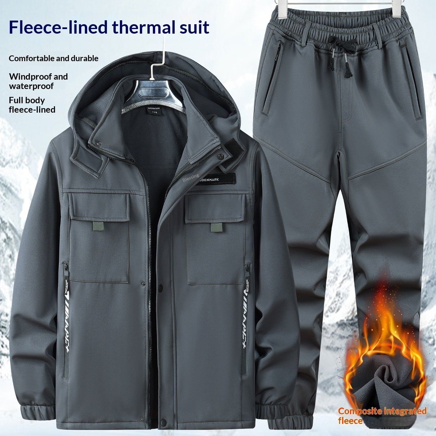 Warm Outdoor Work Jacket and Pants Set for Men