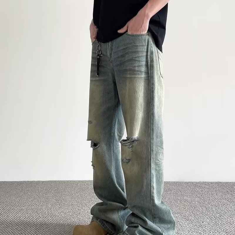 Vintage Distressed Denim Jeans for Men