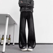 Men's Embroidered Straight-leg Jeans for Spring and Autumn