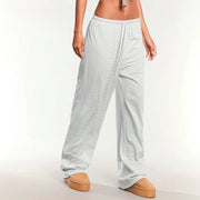 Black and White Striped Wide Leg Pants for Women