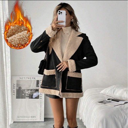 Women's Thick Lambswool Coat for Outdoor Warmth