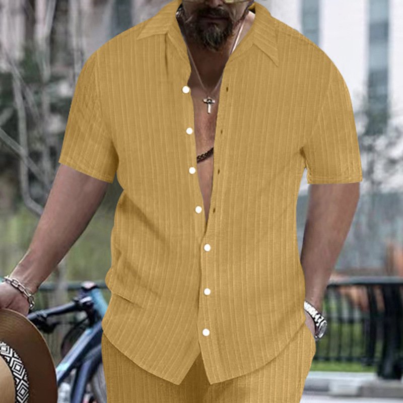 Casual Loose-fit Beach Button-up Top for Men