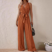 Stylish V-neck High-waisted Jumpsuit for Women