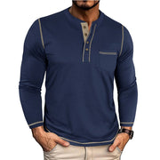 Classic Long Sleeve Henley Pocket T-Shirt for Men