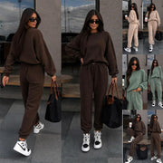 Casual Women's Crewneck Top & Drawstring Wide-Leg Pants Set