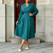 Elegant Commuter Mid-length Dress with a Defined Waist