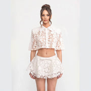 Lace Blouse & Short Skirt Set for Women