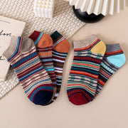 Harajuku Ethnic Ankle Socks - Color-Blocked Patterns