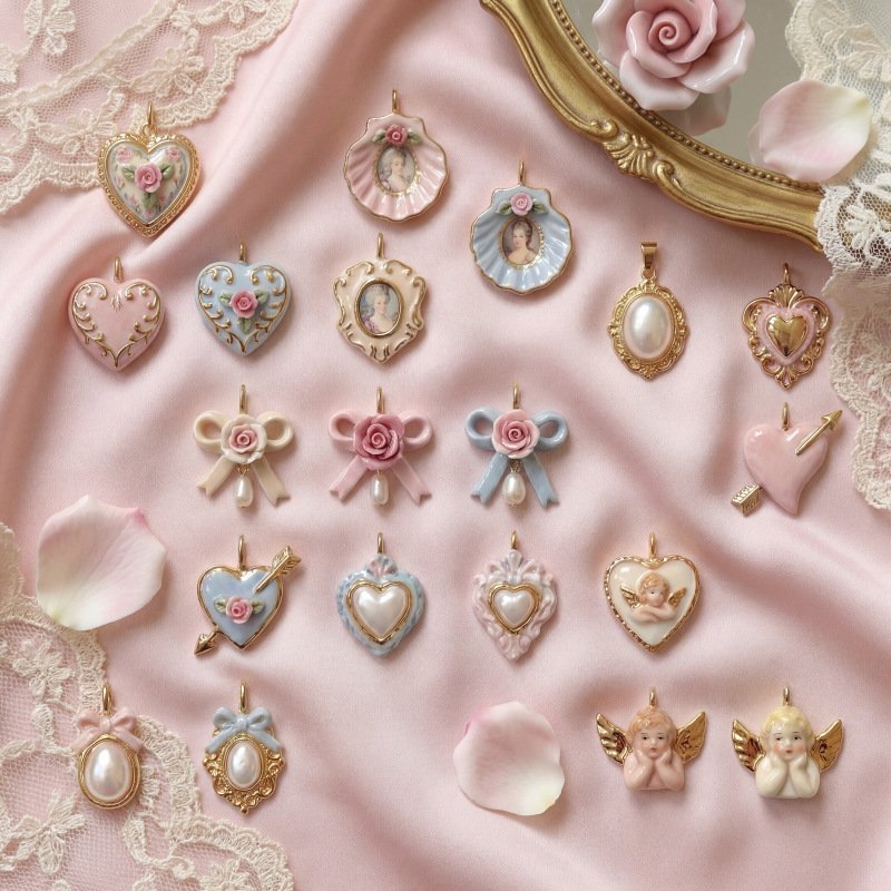 Heart-Shaped Pendants & Bow Charms