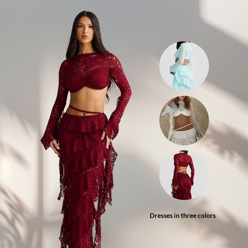 Lace Long Dress Set for Women