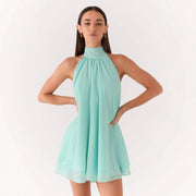 Emerald Green Halter Neck Mini Dress