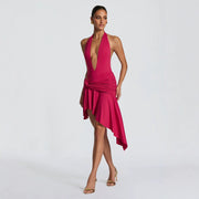 Sexy Halter Neck Bodysuit & Asymmetrical Skirt Set