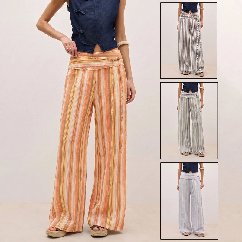 Soft Striped Wide-Leg Pants for Women - Comfortable & Chic