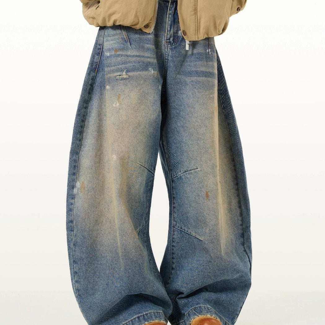 Retro Distressed Straight-Leg Jeans for Men