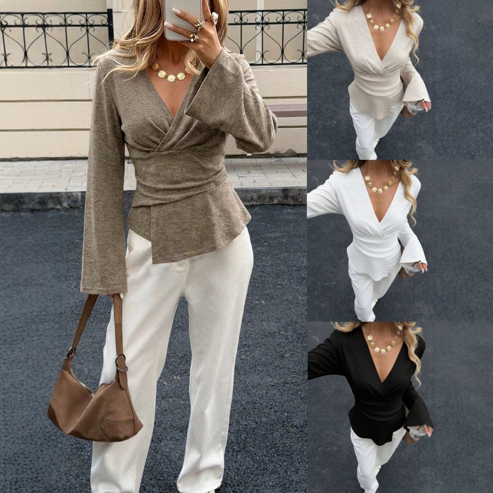 Asymmetric Long-Sleeve T-Shirt for Women