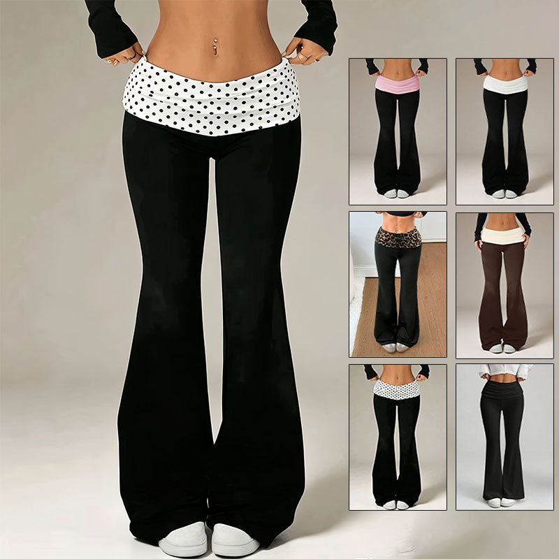 Flared High-Waisted Casual Trousers for Women