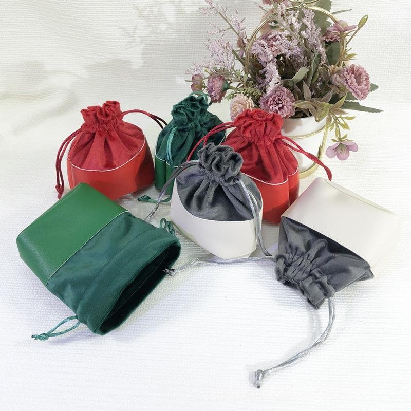 Luxury PU Leather Velvet Jewelry Storage Pouch