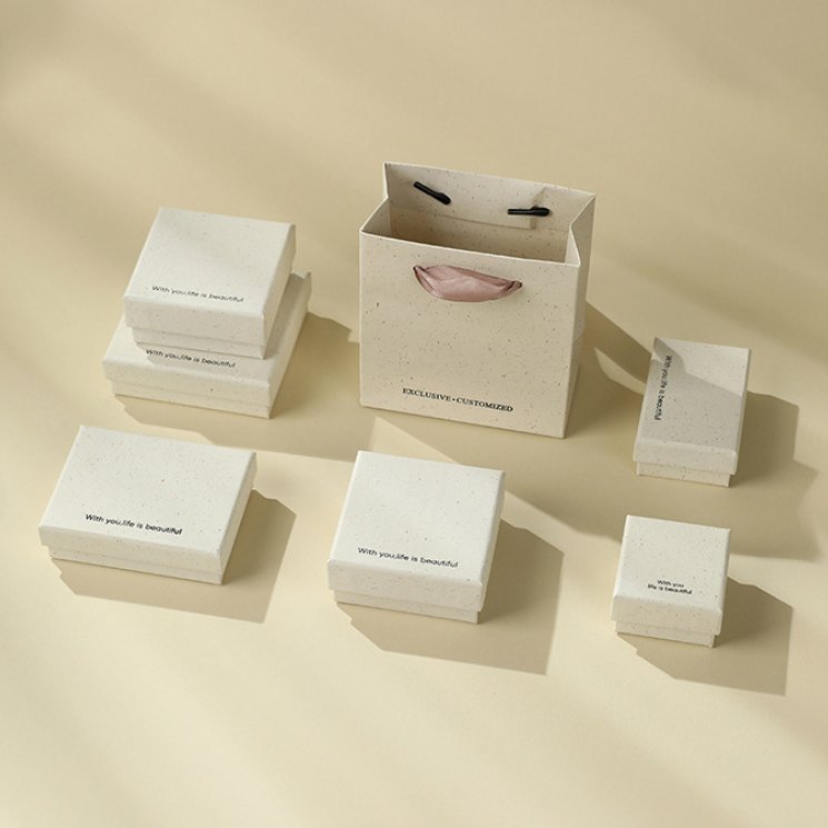 Beige Jewelry Storage Box with Matte Finish