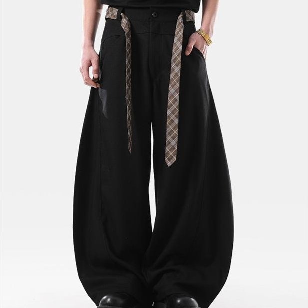 Vintage Relaxed-fit Wide-leg Trousers for Men