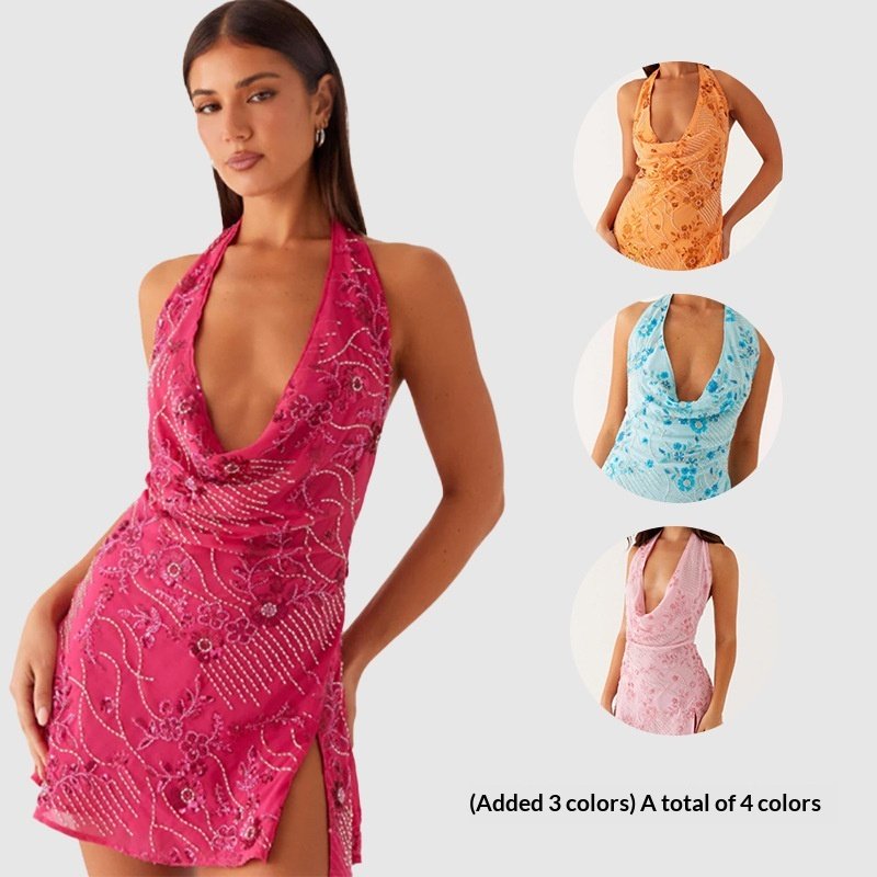 Sexy Halter-Neck Sequined Dress for Women