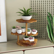 Vintage Wooden Double-Tier Storage Rack for Flowers