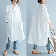 Solid-color Long Shirt Dress with a Button-front Design