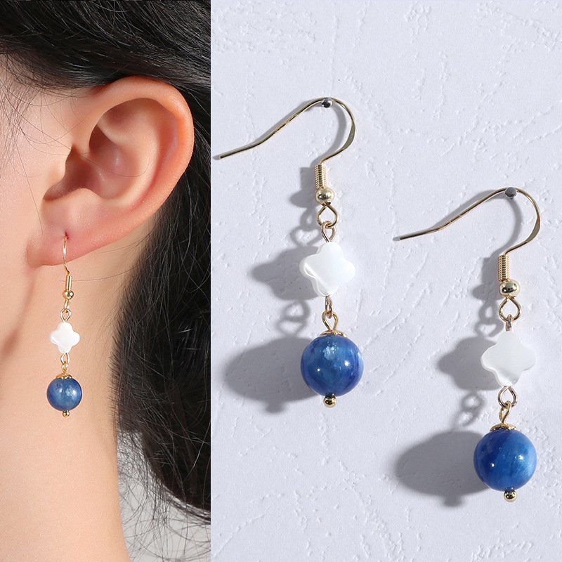 Vintage Shell & Kyanite Earrings