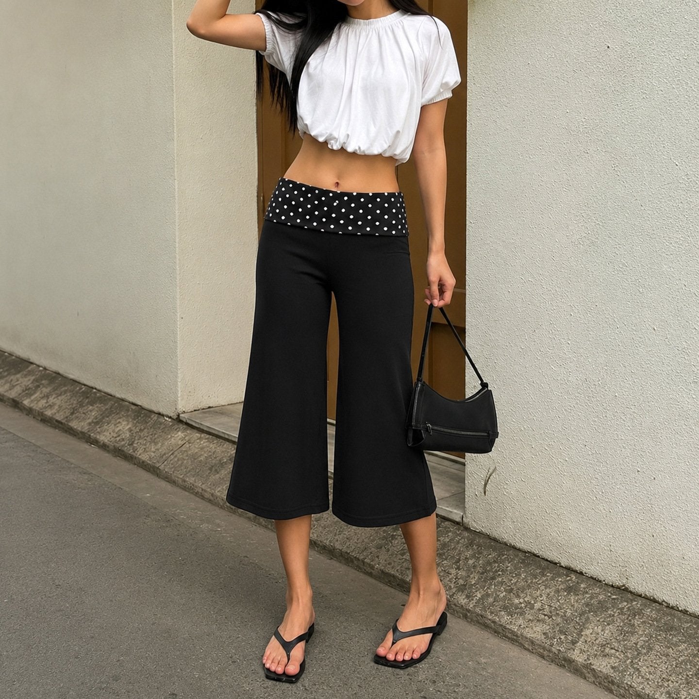 Y2K Polka-dot Capri Pants for Women