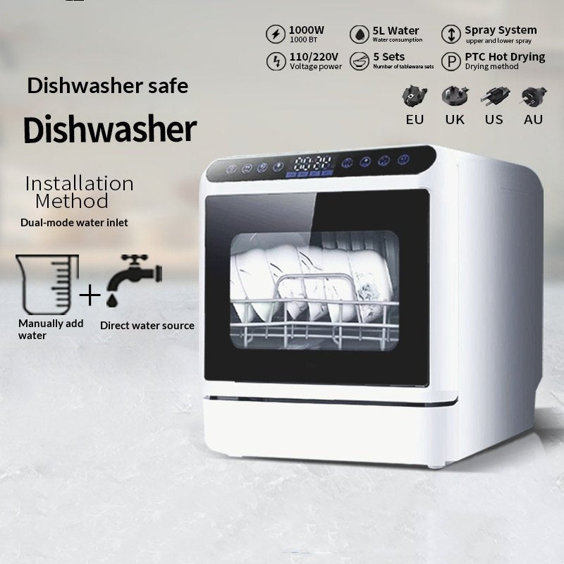Effortless Countertop Dishwashing - 800W Compact Dishwasher