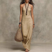 Plus-size Halter-neck Chic Maxi Dress Casual Womens Wear