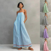 Fashionable Casual Strapless Long Dress for Women
