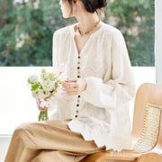 Traditional Chinese Embroidered Long-Sleeve Blouse for Women