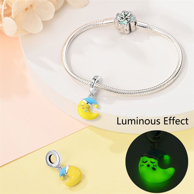Add a Touch of Magic with Luminous Star and Moon Pendant Bracelet
