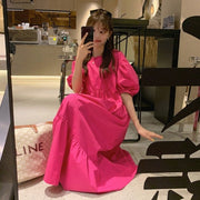 Women's Bubble Sleeve Waist Swing Dress