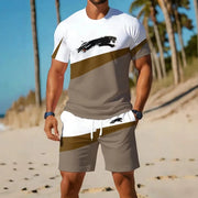 Casual Sports Set for Men - Breathable Polyester T-Shirt & Shorts