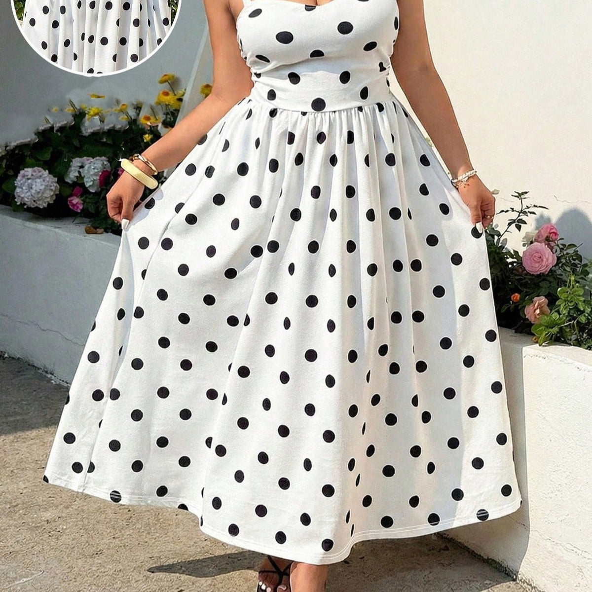 Fashionable Strapless Printed Polka-dot Dress