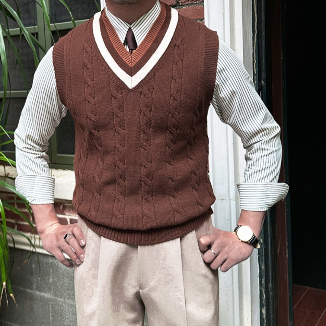 Casual Color-Block Men's V-Neck Vest