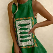 Womens Printed Casual Sleeveless Dress