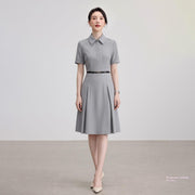 Summer Short-sleeve Lapel-waist A-line Dress