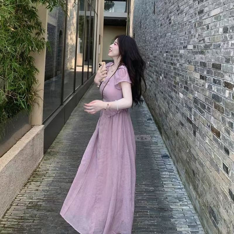 Women's Waist Tight Tummy Hiding Slimming Gentle Dress