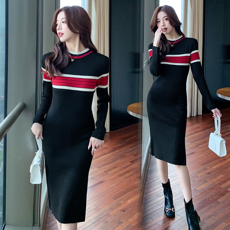 Stylish and Elegant Striped Knit Dress for Women